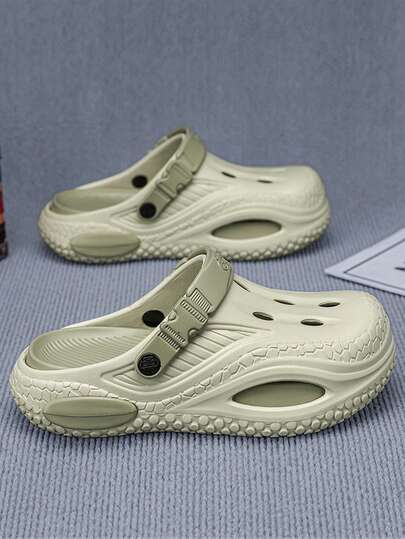 男士套脚凉鞋，2026新款加厚鞋底增高耐磨低帮圆头软底轻便舒适男士闭趾拖鞋，时尚百搭套脚无后跟驾驶凉鞋，舒适男士沙滩凉鞋速干