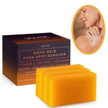 3 Pcs Kojic Acid Dark Spot Remover Soap Bars With Vitamin C, Retinol, Collagen, Turmeric - Original Japanese Complex Infused With Hyaluronic Acid, Vitamin E, Shea Butter, Castile Olive Oil - yellow - 查看 1