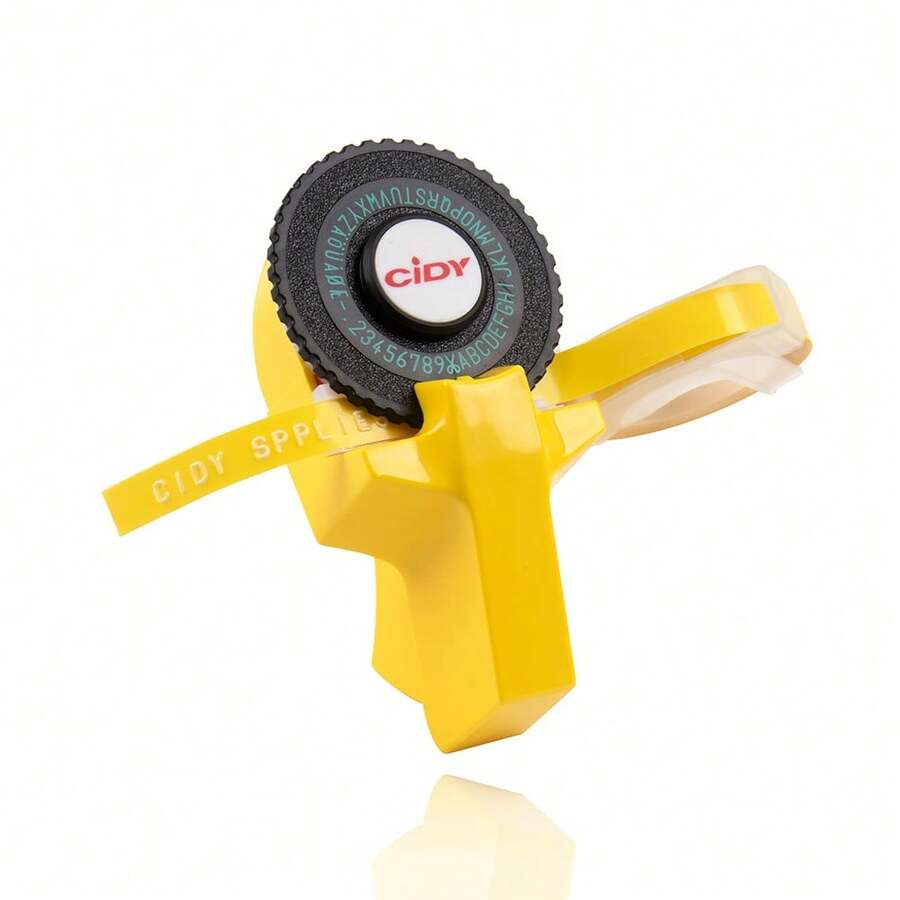 Cidy Label Maker With 2 Rolls Of Label Tape, Manual Typewriter Style 3D Label Printer - Yellow - View 1