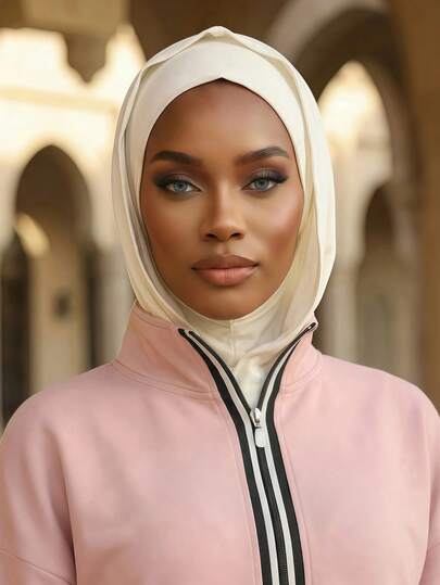 1pc Women's Solid Color Balaclava Ski Mask Neck Warmer Elastic Headband Turban, Breathable Comfortable Stretchy Wide-Brim Sweat-Absorbent Non-Slip Multifunctional Sports Headwear, Minimalist Fashion Scarf, Hood And Matching Headband In One