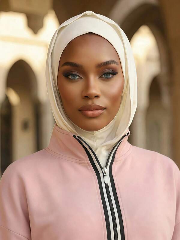 1件装女士纯色拉法帽滑雪面罩颈部保暖弹性头带头巾，透气舒适弹力宽边吸汗防滑多功能运动头饰，简约时尚围巾，帽子和配套头带合二为一