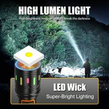 1pc Multi-Function Dual Light Flashlight: LED Spotlight + COB Flood Light/Red-Blue Warning Flash/Car & Outdoor Emergency Light - Multicolor - View 8