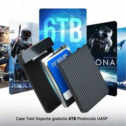 Carcasa externa USB 3.1 Gen 2 Tipo-C de 2.5 pulgadas para unidades SSD/HDD SATA - Caja de disco duro externo de alta velocidad a 10Gbps para unidades de estado sólido (unidad no incluida)