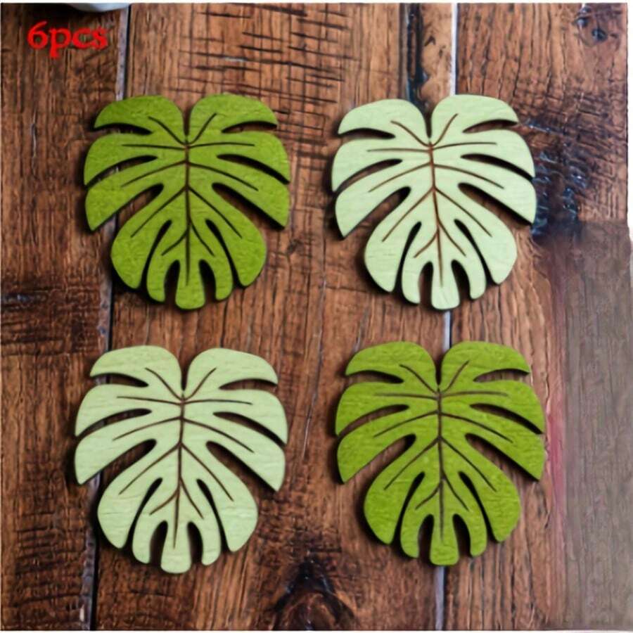 4件套天然竹制杯垫，隔热防烫，餐垫，盘子杯垫，饮料杯垫，防滑桌垫，圣诞节最佳选择，感恩节完美礼物 - 綠色 - 查看 1