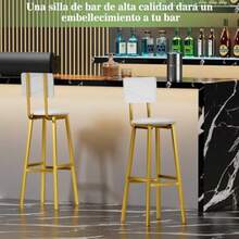 Sillas para la sala de estarCuezal Set de 2 Bancos para Barra de Cocina Taburetes de Bar Silla a para Barra con Patas Mlicas Rezadas Carga 150KG 96  Cocina Restaurante Banco o con Tapizado de PU llo DoradoLiving Room Chairs - Amarillo Dorado - Ver 5