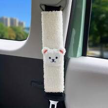 1个熊形羊羔肩垫，适用于汽车安全带，可作为安全带配件的保护套 - 熊頭安全帶護肩套 - 查看 8