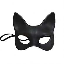 1PC Carnival Party Women 3D Soft PU Leather Cat Costume Cosplay Mask - Black - View 3