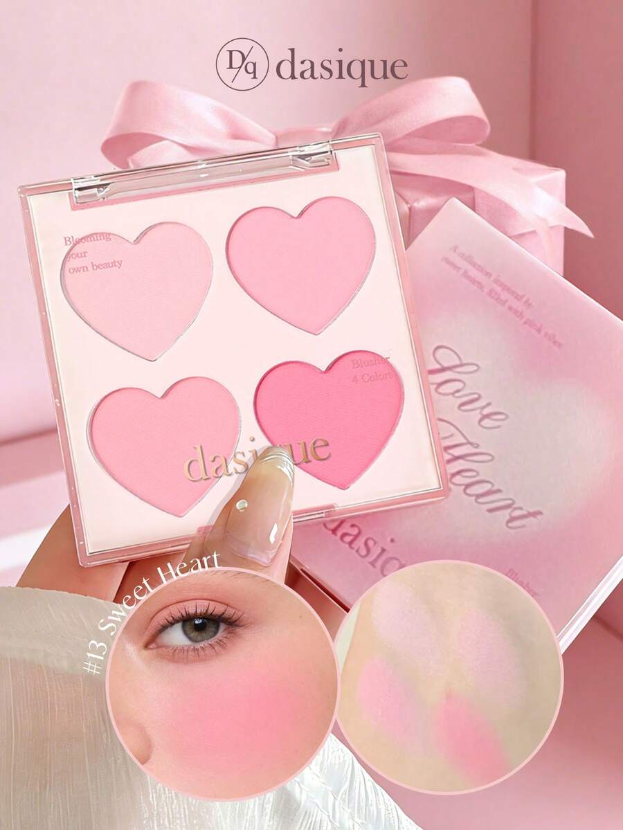 Dasique 四色哑光腮红盘，显色度高，持久不脱妆，打造自然光泽，轻盈透气，纯素配方，时尚彩妆品牌，圣诞假日必备单品
