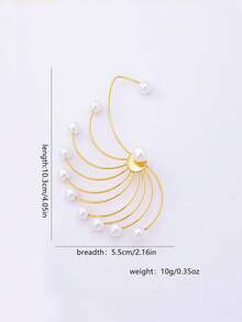 1pc Fashionable Faux Pearl Decorated Iron Wire Earrings, Suitable For Women's Party, Gathering, Banquet Attendance, Gift - Red - View 6
