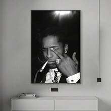 1pc Framed Rocky ASAP Poster, Music Poster, Canvas Poster, Wall Art, Home Decor, No Frame - 黑色 - 查看 2