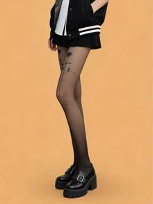 1 Pair Of Women's Thigh Rose Pantyhose, Fashionable, Sexy, Elegant, Cute, Beautiful And Comfortable, Perfect For Various Festivals, Especially Ideal For Valentine's Day, Couple Dates, Daily Outings And Commuting - Available In Multiple Sizes - Multicolor - View 4