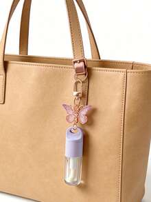 1pc 5ml Transparent Lip Gloss Tube With Butterfly Keychain Pendant,Butterfly Keychain Lip Gloss Refill Bottle,Clear Lip Gloss Tubes With Wand, Lip Oil Dispensing Tube,Portable Lip Gloss Dispenser Bottle Keychain/Bag Charm - Multicolor - View 3