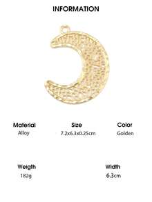 10pcs Alloy Pendants, Flat Round With Moon/Star/Moon, Golden/Light Gold - Gold - View 14