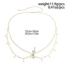 Belly Buttom Ring With Waist Chain, Summer Beach Multi-Layer Crystal Bikini Rhinestone Navel Piercing Dangle Belly Button Rings Waist Chain Sexy Belly Body Chain Jewelry For Women - Multicolor - View 2