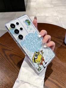 SpongeBob SquarePants 1pc Cartoon SpongeBob Bubble Letter Pattern Shock-Proof Perforated Phone Case Cover, Compatible With Samsung/Compatible With IPhone 17/16/15/14/13/12/11 Pro Max/12 Pro/14 Plus And Other Models - Multicolor - View 2