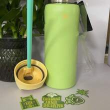 24oz /32oz Stainless Steel Insulated Water Bottle With Straw, Portable Coffee Mug Suitable For Hot & Cold Drinks, Fitness And Cycling Water Bottle, Leak-Proof Lid Travel Cup For Camping, Hiking, Driving, Outdoor Activities - D-綠色 - 查看 2