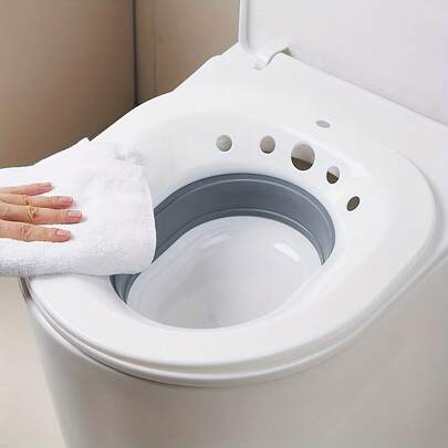 1个可折叠坐浴盆，产后浸泡盆，适用于孕期和产后护理，符合人体工程学的痔疮缓解舒适浴缸，马桶式浸泡盆，用于个人卫生护理