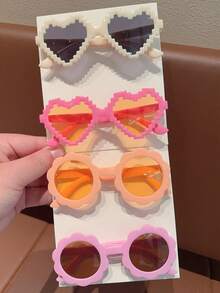 2/4Pcs 2026 Newest Girls Cute Beautiful Flower Mosaic Heart Kids Children Fashion Glasses Eyewear,Card Only Show,Don't Shipping - Multicolor - View 11