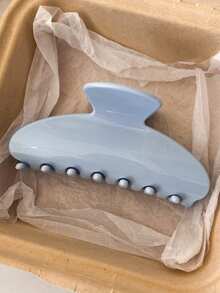 3个/1个9厘米/3.54英寸粉色、白色、蓝色轻质塑料发夹，时尚百搭高端优雅简约纯色发爪，适合日常、休闲、派对、通勤、海滩、盘发、马尾辫、洗脸、化妆等场合，女士发夹，优雅发饰，时尚发卡 - 彩色 - 查看 4