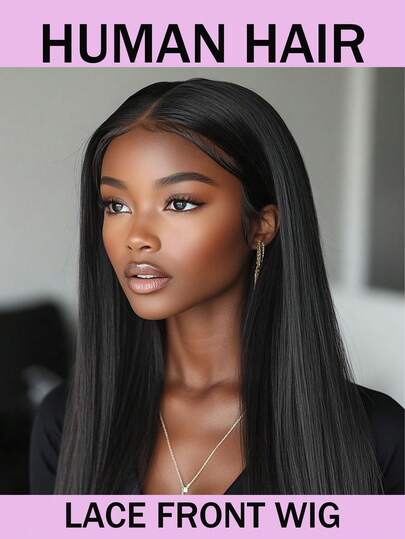 13x4 Transparent Lace Front Wig, 150% Density, Long Straight Human Hair Wig With Baby Hair, Natural Black Color For Women