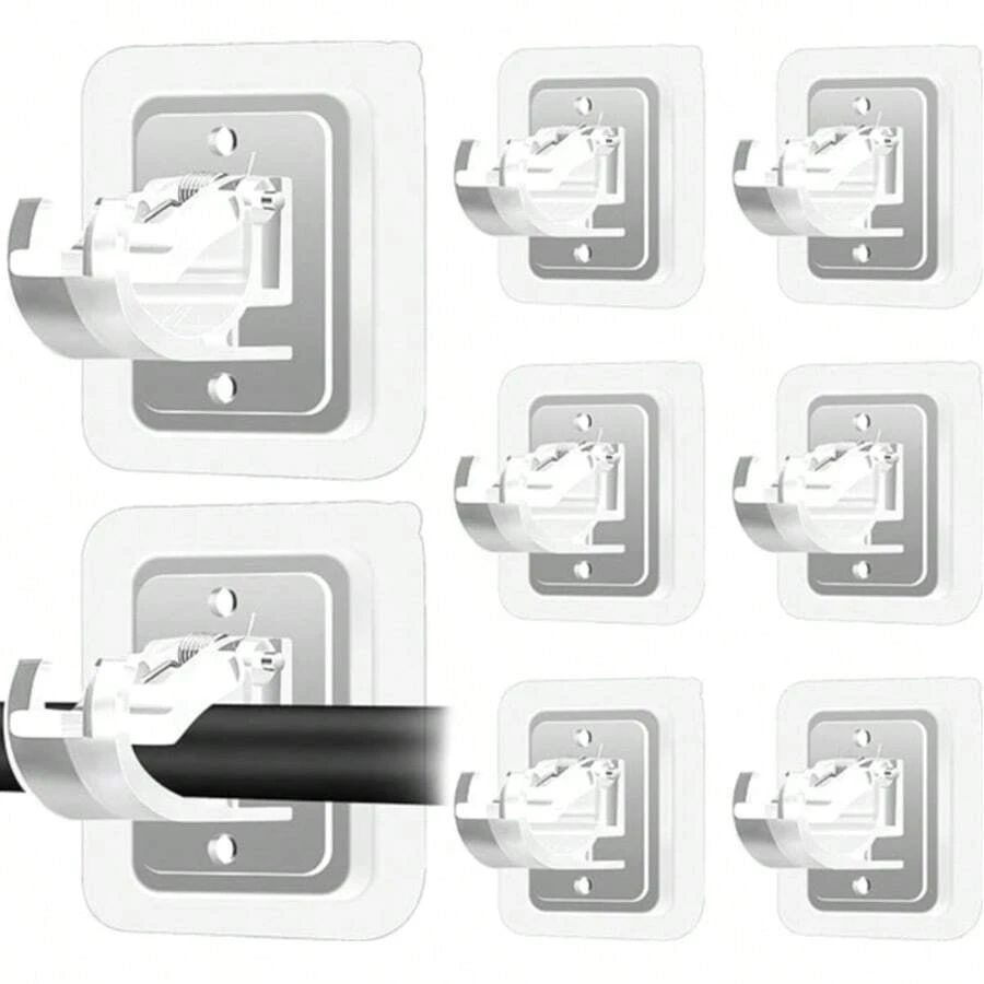 Codoule Self Adhesive No Drill Adjustable Curtain Rod Holder Hooks Brackets, Nail Free, No Drilling Hangers For Bathroom, Kitchen, Home, Bathroom And Hotel, Transparent, 8PCS - trong suốt - Xem 1