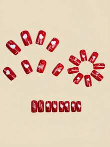 Valentine's Day Nail Art Cute Heart-Shaped Manicure 24 Pieces Of Nails Press On Nails Nails Y2k Nails Pink And Red Nails - 紅色3 - 查看 5