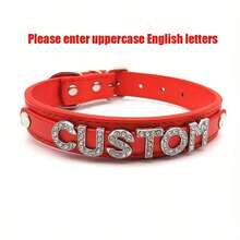 Local Delivery -Customized Festival Gift 1pc Sexy Cute PU Leather Custom Name Letters Choker Collar Personalized Cosplay - Đỏ - Xem 1