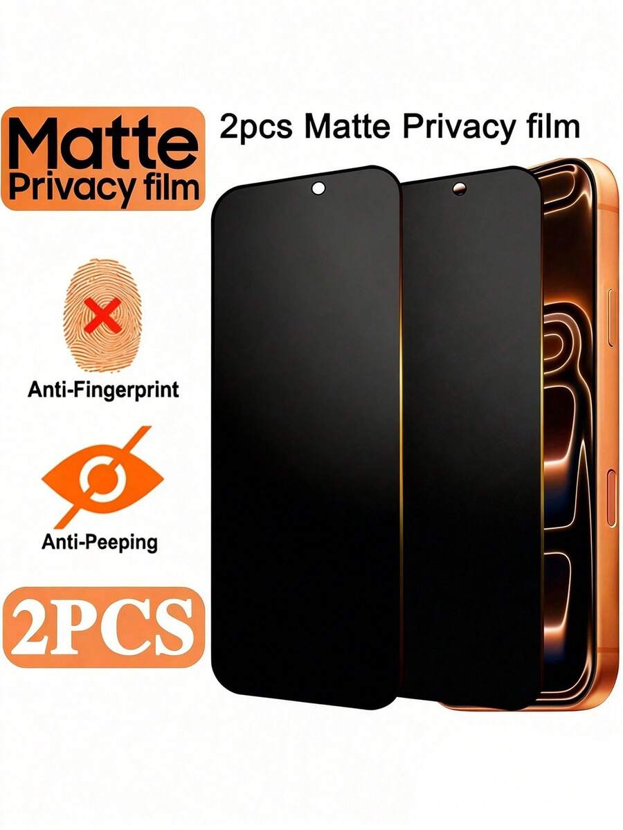 2pcs Matte Anti-Spy Screen Protector, Anti-Peeping And Anti-Fingerprint, Suitable Compatible With Iphone 17 Pro Max/17 Pro/17/16 Pro Max/15 Pro Max/14/13/12/11 Series. Matte Anti-Spy Screen Protector, Phone Case.