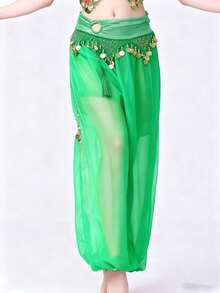 1 chiếc quần harem múa bụng cho nữ, trang phục Halloween Carnival, đính sequin, tua rua, quần ống rộng có họa tiết đồng xu, quần biểu diễn múa Ả Rập. - Nhiều màu - Xem 18