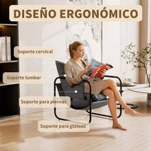 zxxATO Silla Indidual con Estructura Mlica y Coines Suaves Diseño de Salas Modernas Oficina o Recamara Perfecta como Sofa para Sala o Sala de  Grissilla de oficina - gris - Ver 3