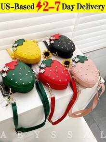 Spring/Summer Cute Red Strawberry Shaped Crossbody Bag, PU Material Zipper Closure Crossbody Pouch, Fashion Fruit Design With Small Daisy Flower Decor,Cute Strawberry Crossbody Bag For Girls - Adjustable Strap Mini Shoulder Purse For Birthday & Daily Outings,Strawberry Mini Crossbody Bag For Women - Kawaii Adjustable Fruit Shoulder Purse, Cute Rhinestone Y2K Viral Bag For Spring, Birthday Gift Idea,Cute Mini Shoulder Bag, Adjustable Fruit Purse For Daily Shopping, Date Night, Cute Girl Accessory,Valentine's Day Gift,[US Local Warehouse] - 彩色 - 查看 1