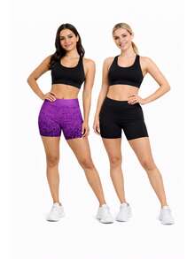 Kit 2 Shorts Degrade + Short Plain Women's - Purple - View 3