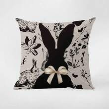 4 Pcs/1 Pc Easter Themed Bunny, Dwarf, Cute Easter Egg, Bamboo Basket Print, Short Plush Pillowcase, Sofa, Bedroom Home Decoration, Cushion Cover Without Pillow Core - Multicolor - View 10