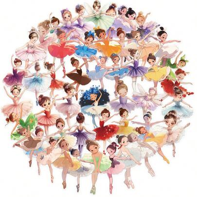 50pcs Ballet Stickers, Creative Graffiti Stickers, Office Supplies, Mobile Phone And Computer Stickers, High-Value, Waterproof, Durable, Cool Stickers, Fun, Classic Gift Decorations, Great Value Pack, Cute Cartoon Stickers, Cool Anime Stickers, Decorative Stickers, Waterproof, Durable, Phone Case Decoration Stickers