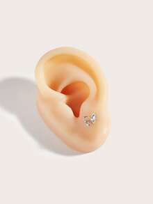 1pc Fashionable Minimalist Diamond Butterfly Stud Earrings, Suitable For Women's Daily Wear - Butterfly - View 4