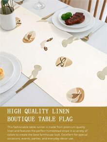 1 pieza Camino de mesa de lino para Pascua, con diseño de conejito de Pascua y huevos, diseño floral cálido, disponible en varios tamaños, adecuado para comedor del hogar, decoración de cocina, decoración del hogar, fiestas al aire decoración de restaurantes, con apariencia de lino texturizado - Blanco - Ver 9