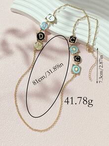 1pc Fashion Elegant Enamel Multicolor Letter Long Necklace Suitable For Women Daily Wear LADYCOCO New Style - Multicolor - View 2