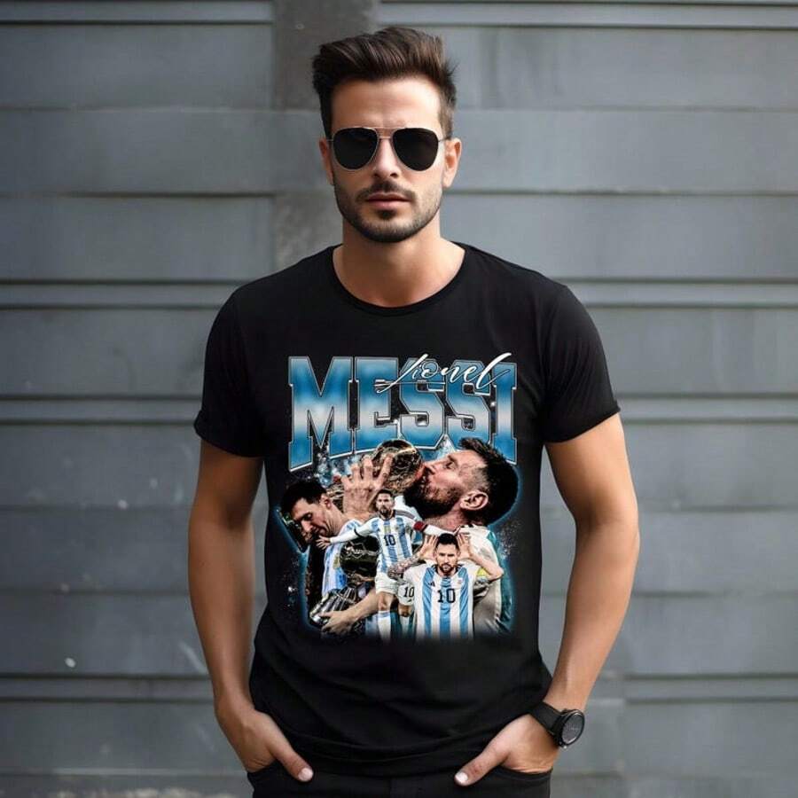 Lionel  Homage _ Argentina Football T-Shirt _ Football _ Soccer _ Lionel  Fan _ Lionel Mes - màu đen - Xem 1