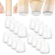 4/16 硅胶椅腿地板保护垫，灰色毛毡家具垫，适用于硬木地板，家具滑垫，椅腿套，防止地板刮伤并降低噪音，适用于厨房、客厅、咖啡厅（3 种款式，透明） - 淺灰色 - 查看 9