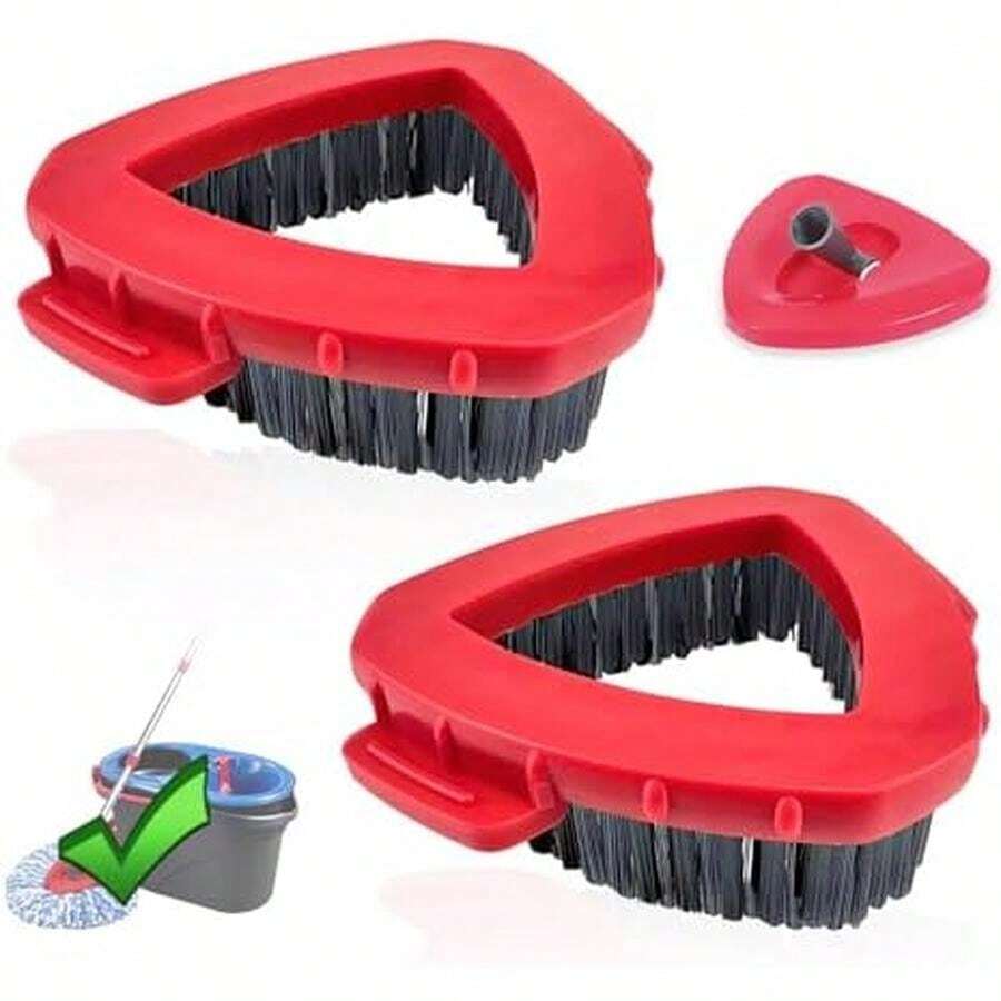 Spin Scrub Brush, 2 Pack Mop Head Replacements Compatible For O Ceda RinseClean 2 Tank System, Hard Bristle Cleaning Brush For Tile, Shower Cleaner Scrubber Brush, With Mop Base - / - Xem 1