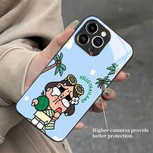 Funda para teléfono con diseño de Chica de Vacaciones Tropicales, compatible con fundas ,  17,  16 Pro Max,  15 Pro Max,  13 y  12. Fabricada en TPU, ofrece protección contra golpes y caídas. Un regalo perfecto para familiares, amigos, seres queridos, novios/novias, aniversarios y festividades. - Negro - Ver 5