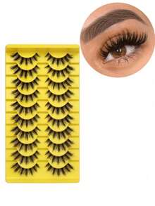 10 Pairs Clear False Eyelashes With D-Curl, Suitable For Daily And Party Makeup, Long-Lasting And Natural Eyelash Extension - Fluffy Lashes - View 5