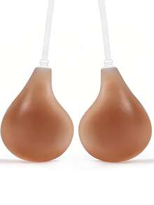 1件新款女士硅胶粘性提拉文胸 – 隐形细肩带聚拢设计，完美搭配婚纱和露背礼服 - 咖啡棕 - 查看 6