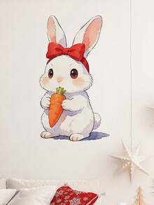 1pc Adorable Animals Window Sticker Showcasing Rabbits Eating Carrots, Fashionable Window Clings For Glass Windows That Brighten Bedrooms, Cafes, Offices And Retail Spaces. Perfect For Bunny Lovers, Decor Lovers, And As A Charming Gift For Birthdays, Festivals, Or Home Decoration Upgrades. - Light Grey - View 7