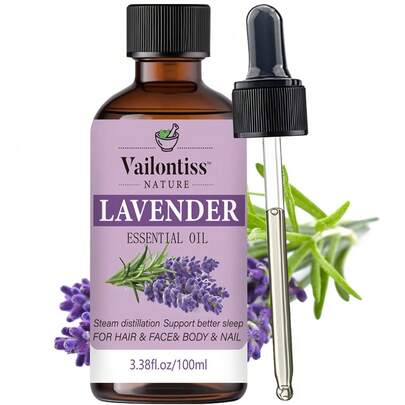Vailonliss Aceite esencial de lavanda | Aroma calmante para relajación, aromaterapia y masaje