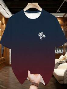 Setelan 2pcs Ukuran Besar & Tinggi: Kaos + Celana Pendek Biru Tua, Gaya Jalanan Amerika Kasual, Pakaian Liburan Musim Panas dan Olahraga - MultiWarna - View 3