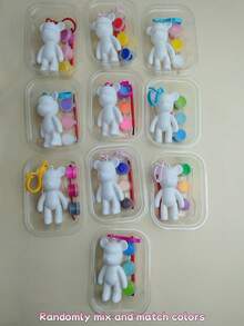 10pcs Fluid Bear DIY Painting Set, Hand-Painted DIY Graffiti Decor, Paints, Spoons, Plastic Bears, Brushes, Creative Craft Supplies, Painting Set For Back To School, Graduation, Party Events, Meaningful Holiday Gifts, Also Suitable For Stuffing Christmas Stockings (Big Head Bear And Small Head Bear Available, Random Color Paints) - Multicolor - View 28