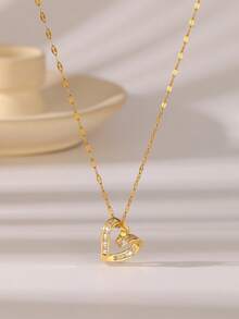 Delicate Luxury Gold Chain Necklace, Heart / Sun / Flower Pendant Options, Elegant Jewelry For Women's Daily, Commute, And Dates - Gold - View 8