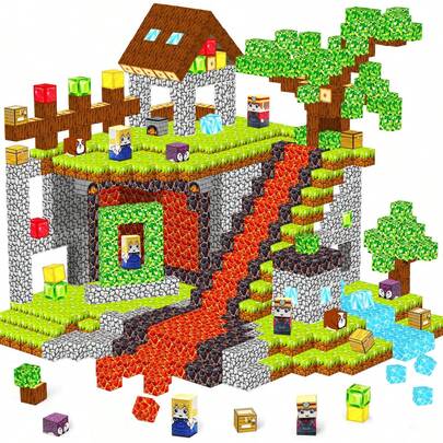300/500PCS Magnetic Blocks,Magnetic Building Lava Treasure Hunt World With Magnet Construction Toys STEM Sensory -Magnetic Toys For Adults Festival Birthday Gifts