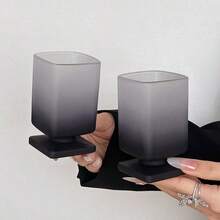 2个渐变黑色方形马克杯，完美杯型，可机洗，适用于各种水、酒类和饮料 - 黑色 - 查看 8